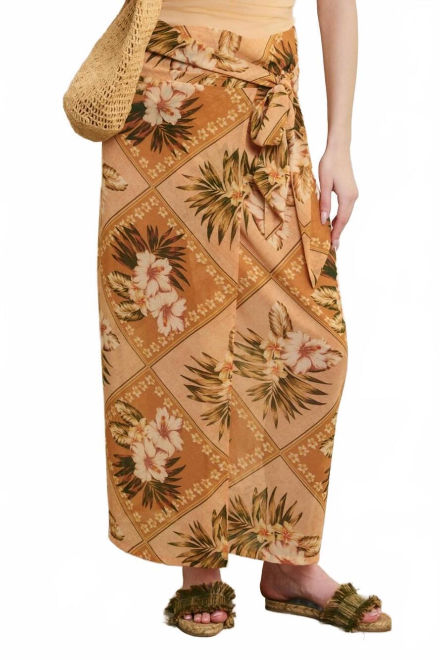 NEW DRESS FORUM bungalow days midi wrap skirt in sandstone palm